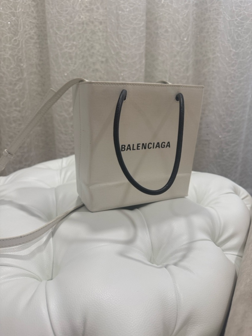 Balenciaga white Tote with Black Handles